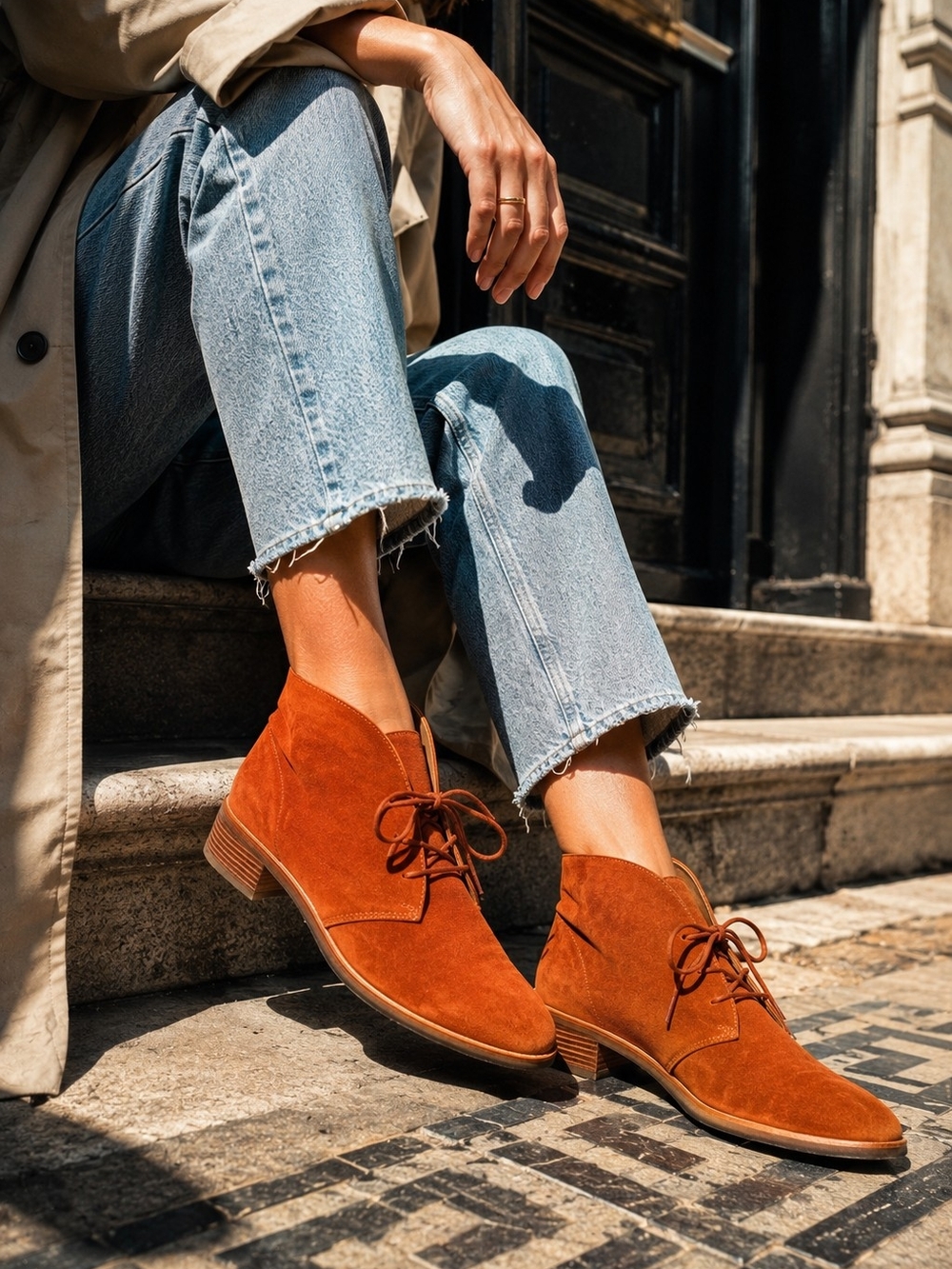 Clarks Rust Suede Lace-Up Ankle Boots